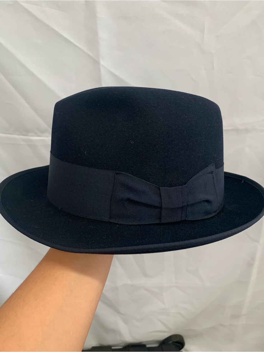 Vintage Panizza De Luxe Size 57 Felt Fedora with Center-Dent Crown and Pinched F